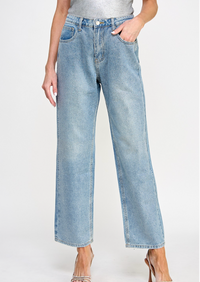 Crystal Rhinestones Cropped Jeans