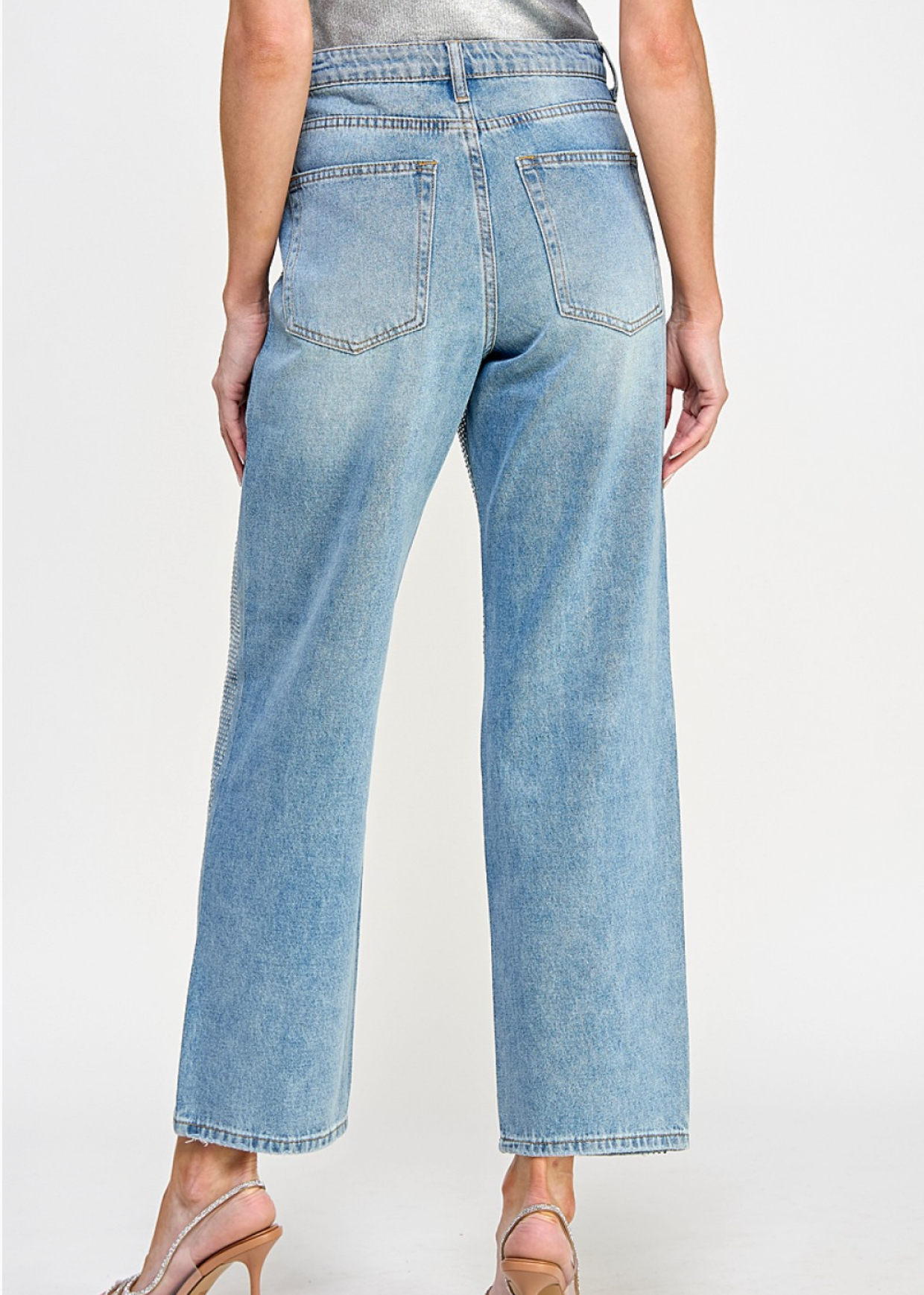 Crystal Rhinestones Cropped Jeans