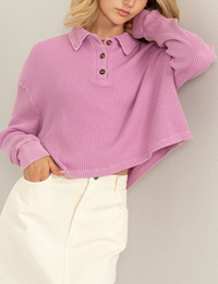 Vintage Plum Collared Button Front Top