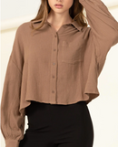 Gauze Cotton Collared Shirt